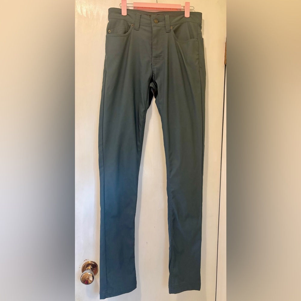 Prana Brion Pant II Slim Fit Men 28x34 ReZion Stretch Hiking Blue-Gray 1965551